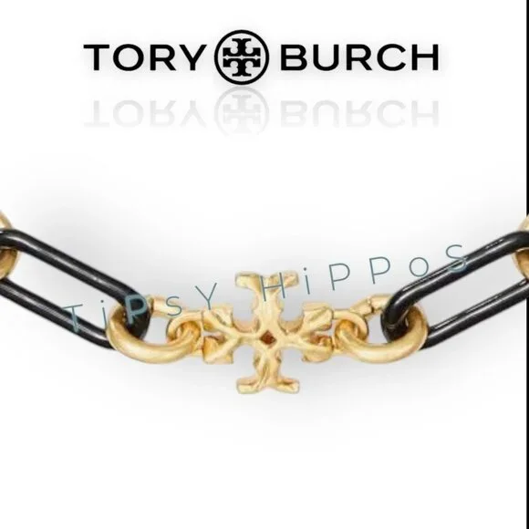 Beautiful Tory Burch Black and Gold Roxanne Necklace - Picture 3 of 5
